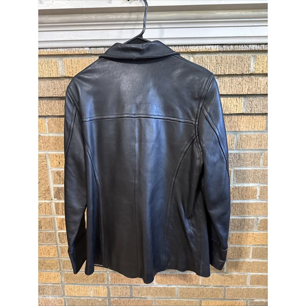 VTG Gallery Womens 100% Genuine Leather Jacket Sz M 90s Minimalist Mob Wife - Picture 3 of 7